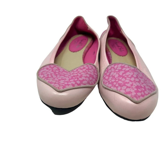 French Sole for Liberty‎ Of London Love Heart Pink Leather Flats Size 40 9.5 - Picture 6 of 9
